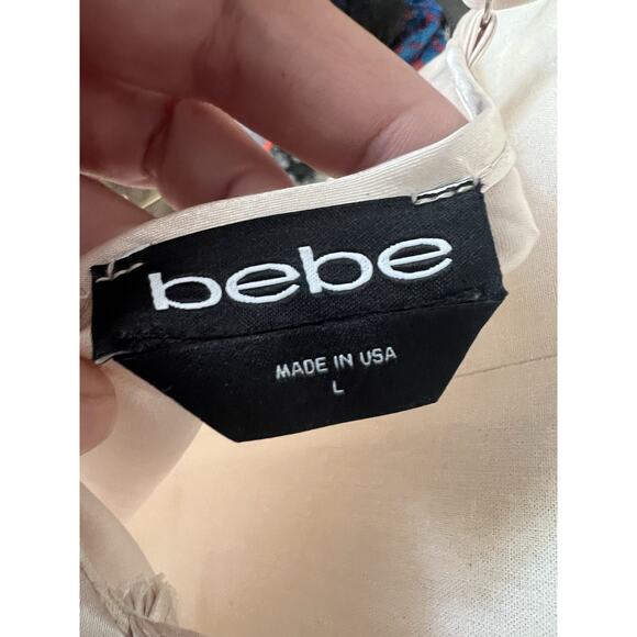 Bebe Y2K Cream Satin Cowl Neck Slip Midi‎ Dress Size Large - Picture 3 of 3